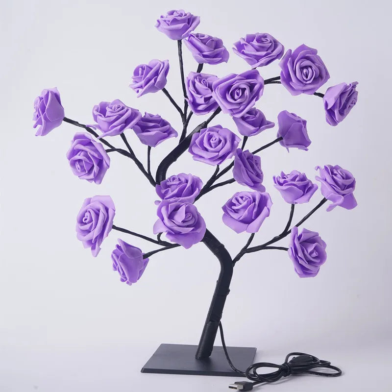 Big LED Rose Tree Lights USB Plug Table Lamp Fairy Flower Night Light for Home Party Christmas Wedding Bedroom Decoration Gift