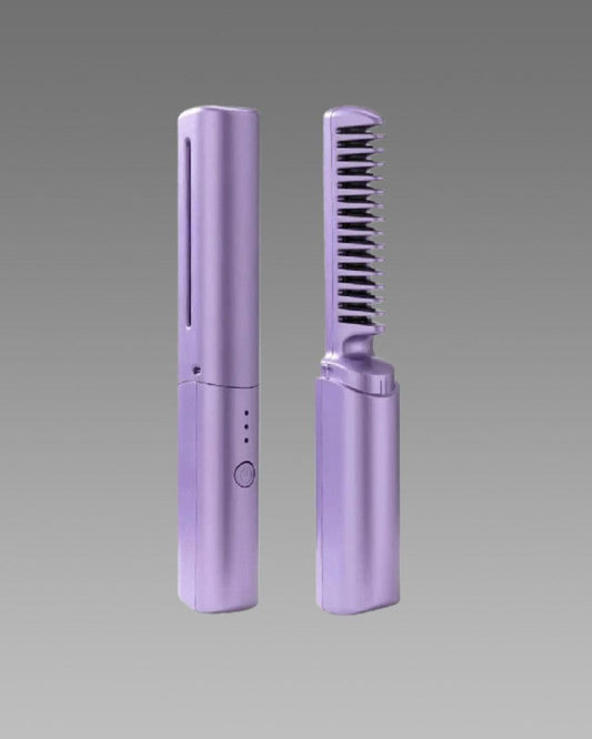 Cordless Mini Hair Straightener Comb – Rechargeable, Portable, 3 Heat Settings (200°C)