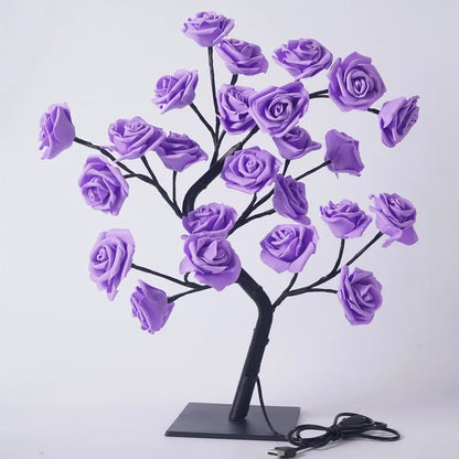 Big LED Rose Tree Lights USB Plug Table Lamp Fairy Flower Night Light for Home Party Christmas Wedding Bedroom Decoration Gift