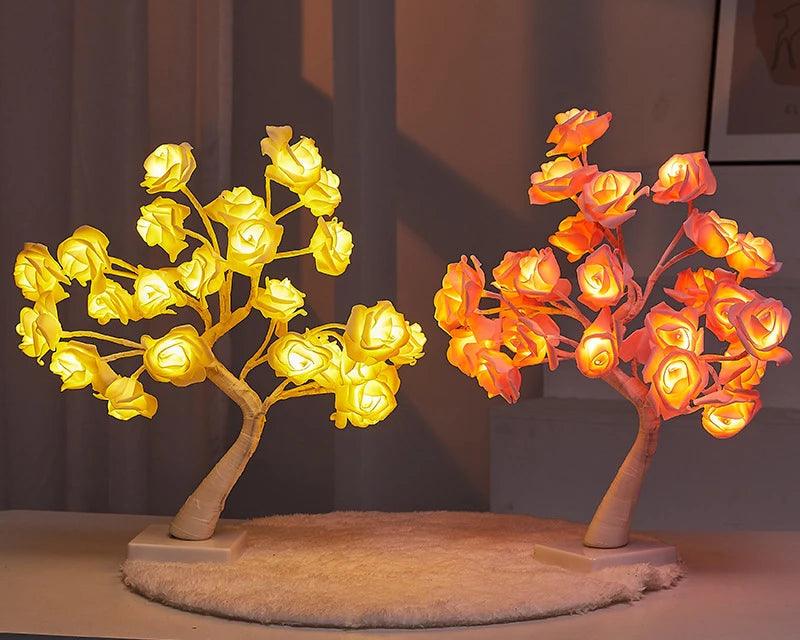 Big LED Rose Tree Lights USB Plug Table Lamp Fairy Flower Night Light for Home Party Christmas Wedding Bedroom Decoration Gift