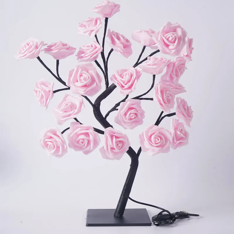Big LED Rose Tree Lights USB Plug Table Lamp Fairy Flower Night Light for Home Party Christmas Wedding Bedroom Decoration Gift