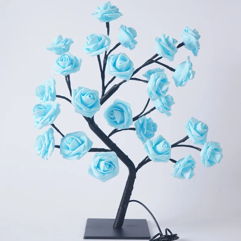 Big LED Rose Tree Lights USB Plug Table Lamp Fairy Flower Night Light for Home Party Christmas Wedding Bedroom Decoration Gift